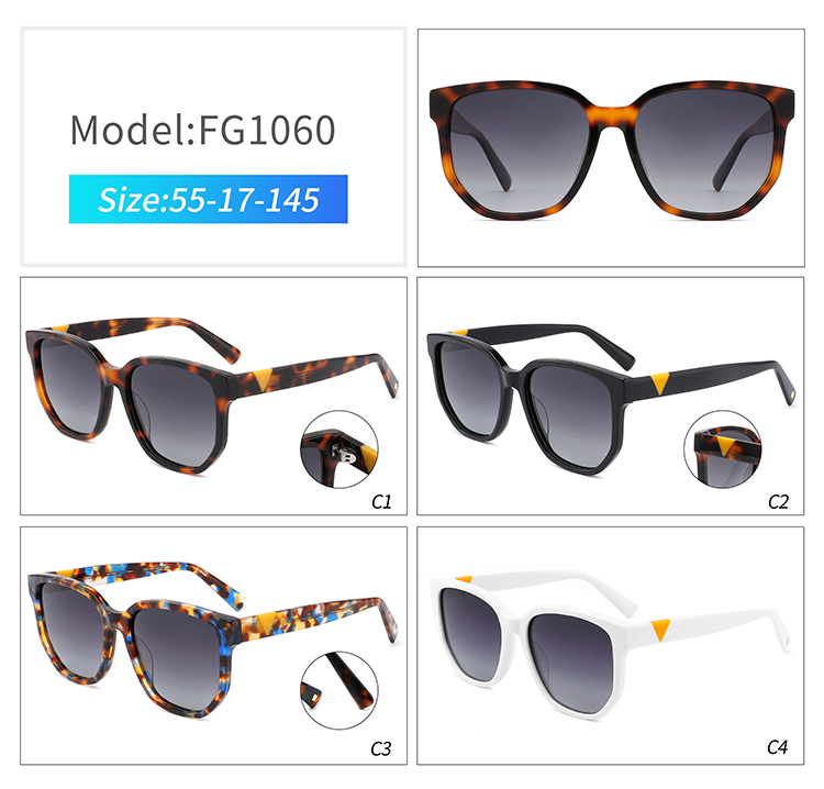 FG1060-oversized square acetate sunglasses نظارات شمسية مربعة كبيرة الحجم FG1060 من الأسيتات