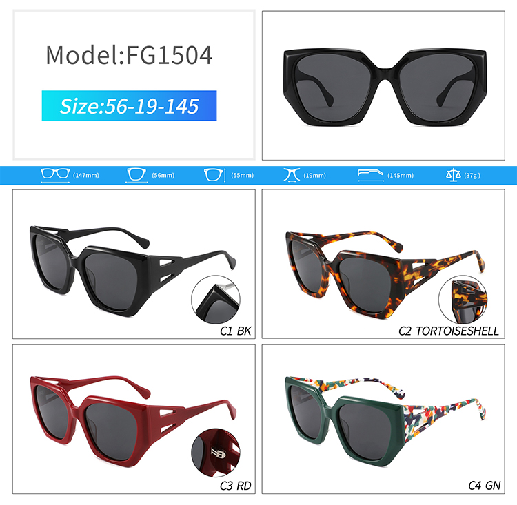 FG1504-unisex acetate sunglasses نظارات شمسية FG1504 للجنسين من الأسيتات