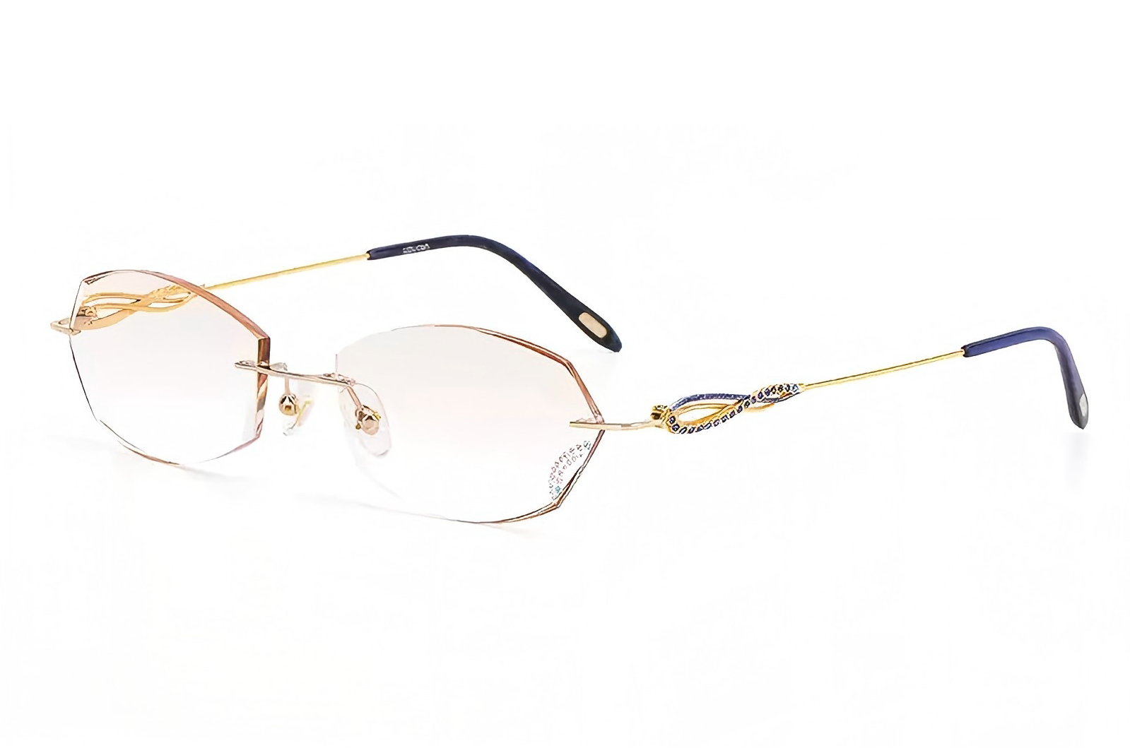 Geometric Cut Lenses Rimless Glasses عدسات هندسية مقطوعة بدون إطار