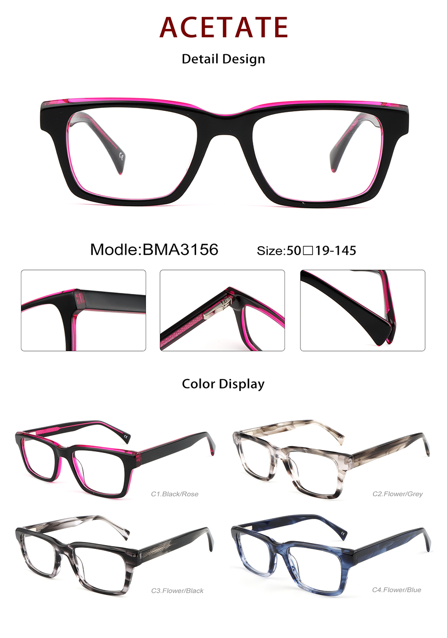 Wholesale Acetate Glasses Frames Detials BMA3156 الجملة إطارات نظارات خلات ديتيالس BMA3156