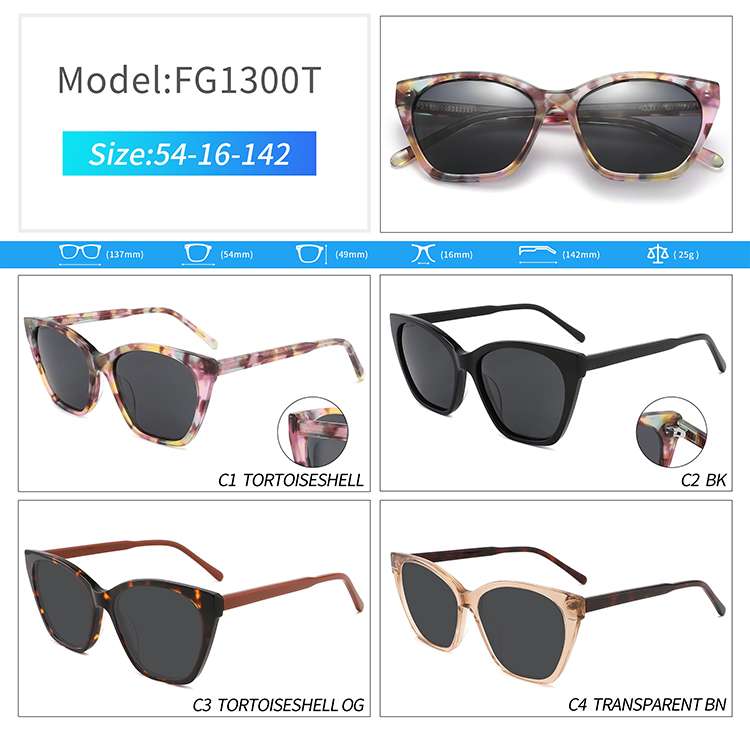 نظارات شمسية FG1300 بتصميم عين القطة، من الأسيتات