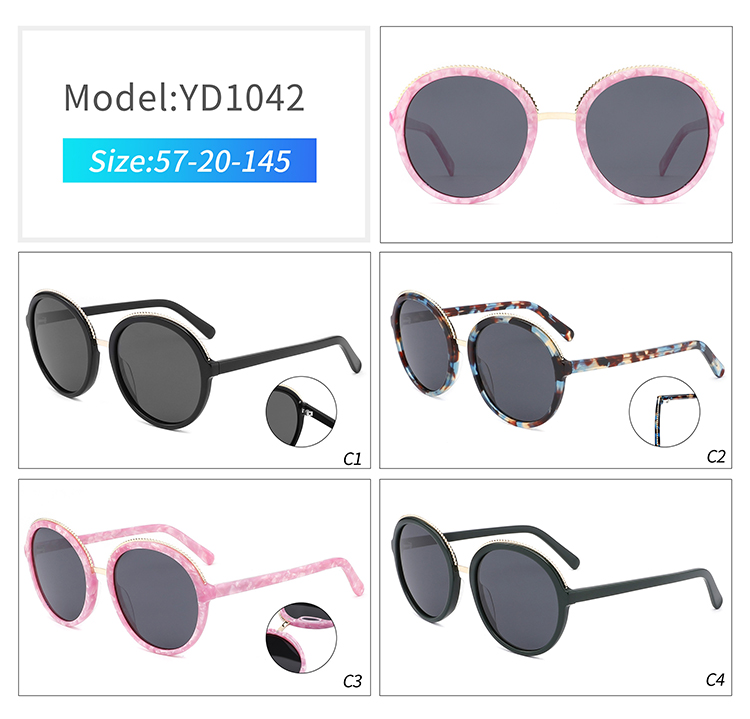 YD1042-نظارات شمسية مستديرة للنساء