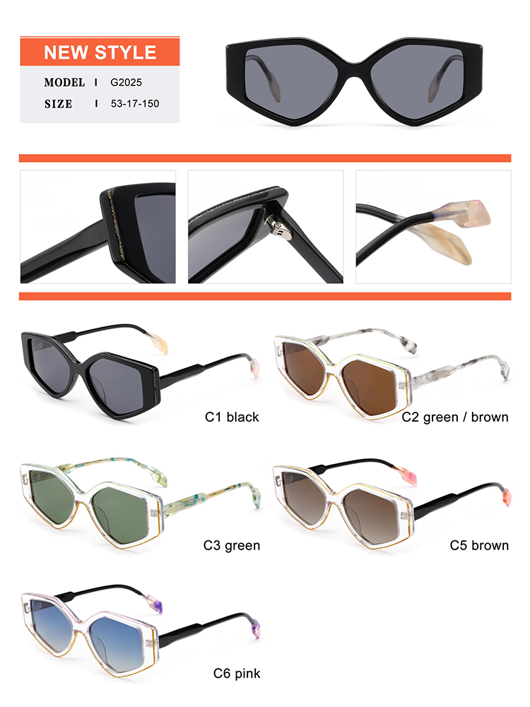 تفاصيل نظارة شمسية من الأسيتات - G2025