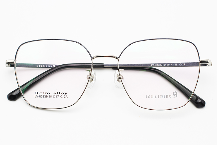 إطارات بصرية معدنية للنساء - فضي وأسود