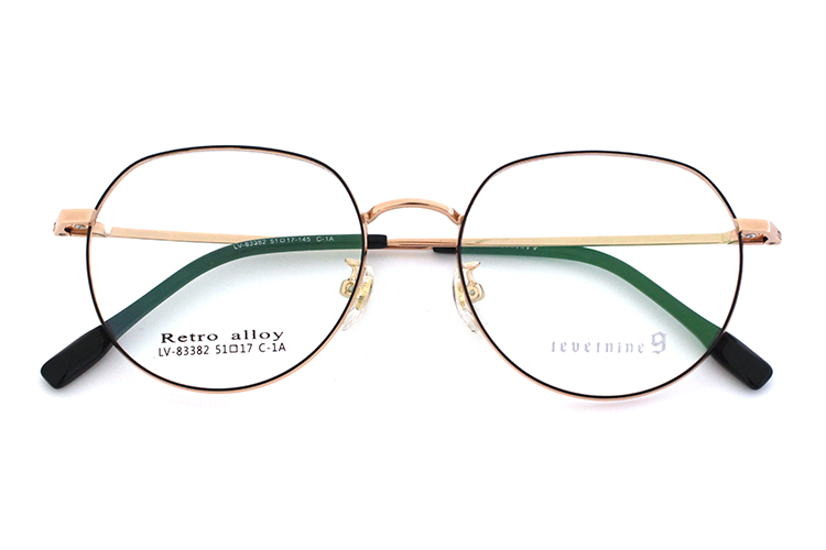 إطارات نظارة دائرية كلاسيكية - أسود وذهبي