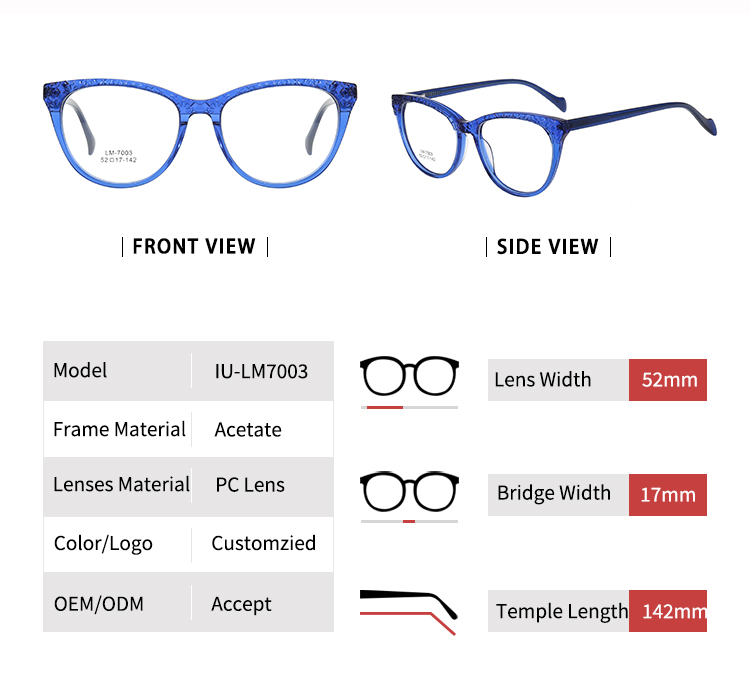 نظارات بإطار عين القطة - الحجم