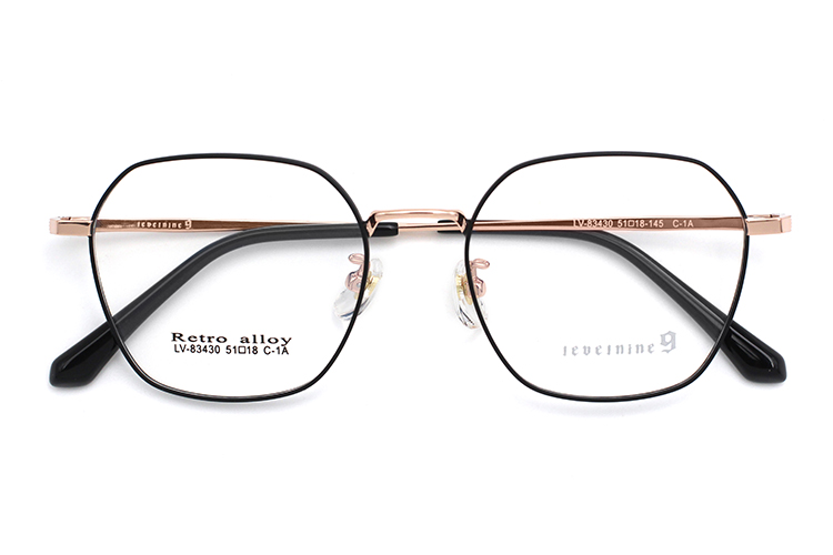 إطارات النظارات المعدنية للنساء - أسود وذهبي