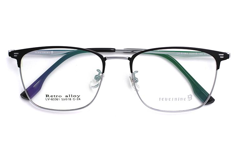 إطارات نظارات مستطيلة - أسود وفضي