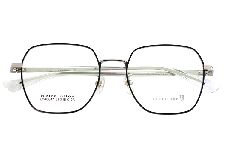 نظارة طبية معدنية مربعة - أسود وفضي