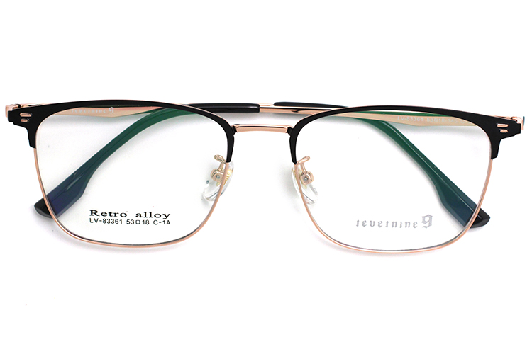 إطارات نظارات مستطيلة - أسود وذهبي