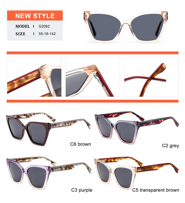 تفاصيل نظارة شمسية من الأسيتات - G2092