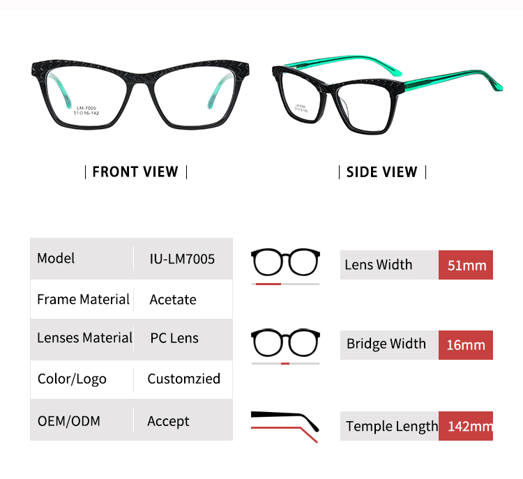نظارات عين القطة العتيقة - الحجم